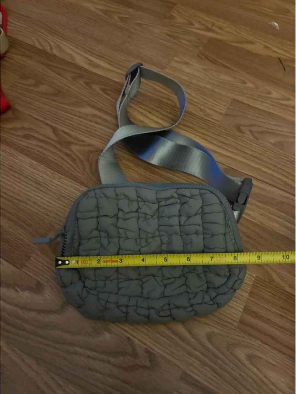 Gray Quilted Puffer Belt Bag - Picture 3 of 5